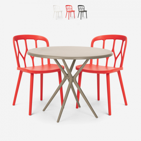 Zestaw 2 krzesła z polipropylenu i stół 80cm Kento Promocja