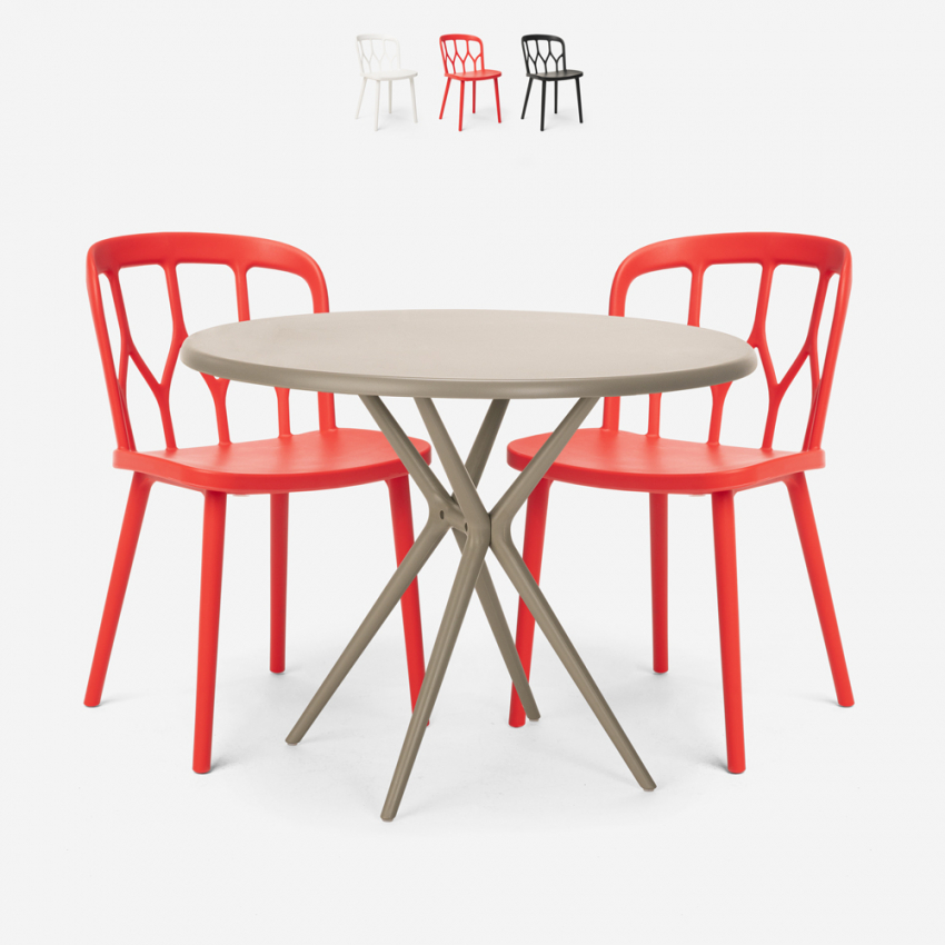 Zestaw 2 krzesła z polipropylenu i stół 80cm Kento Promocja