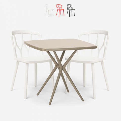 Zestaw 2 krzesła z polipropylenu i stół 70x70cm Saiku Promocja