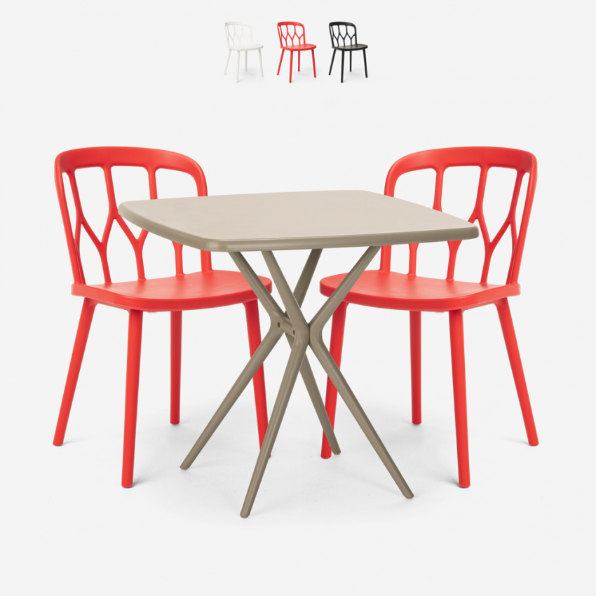 Zestaw 2 krzesła z polipropylenu i stół 70x70cm Saiku Oferta Zestaw 2 krzesła z polipropylenu i stół 70x70cm Saiku Oferta