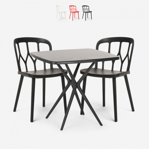 Zestaw stół 70x70cm i 2 krzesła design Saiku Dark