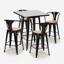 zestaw stół 60x60cm i 4 taborety bucket black top light Stan Magazynowy