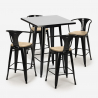 zestaw stół 60x60cm i 4 taborety bucket black top light Stan Magazynowy