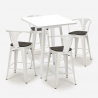 zestaw 4 taboretów wysoki biały metalowy stół 60x60cm bucket wood white Cechy
