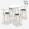 zestaw 4 taboretów wysoki biały metalowy stół 60x60cm bucket wood white Sprzedaż