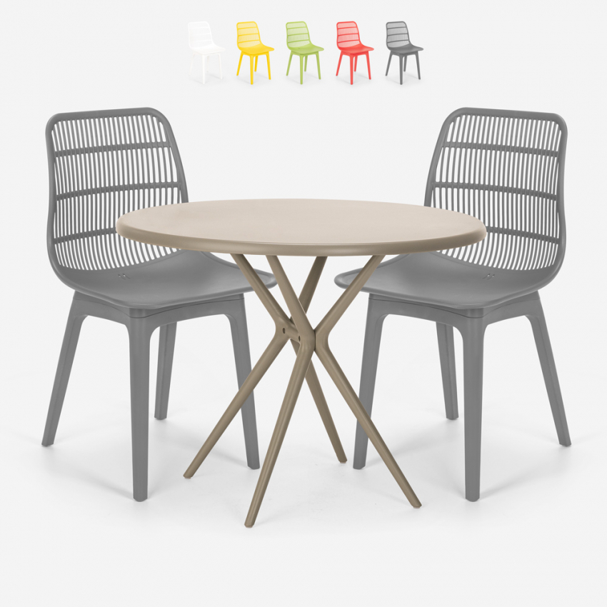 Zestaw 2 krzesła nowoczesny design i stół 80cm Bardus Cechy