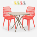 Zestaw 2 krzesła i stół 70x70cm beż kwadratowy design Cevis Promocja