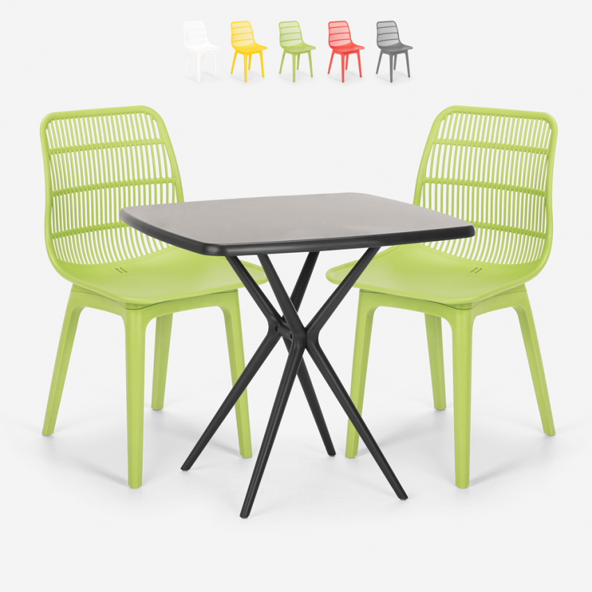 Zestaw stół 70x70cm i 2 krzesła nowoczesny design Cevis Dark Promocja