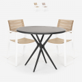 Zestaw 2 krzesła nowoczesny design i stół 80cm Fisher Dark Promocja