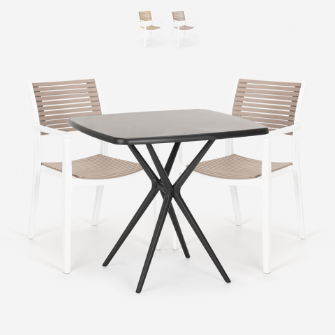 Zestaw stół 70x70cm i 2 krzesła nowoczesny design Clue Dark Promocja