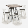 stolik industrialny 60x60cm i 4 taborety mason noix wood Model