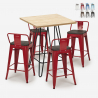 zestaw 4 taboretów industrialny wysoki stół drewno metal 60x60cm mason steel top Promocja
