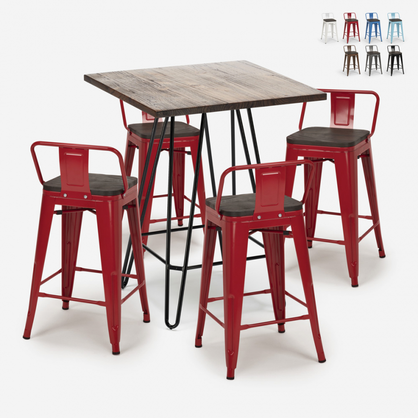 zestaw stolik 60x60cm i 4 taborety mason noix steel top Stan Magazynowy zestaw stolik 60x60cm i 4 taborety mason noix steel top Stan Magazynowy