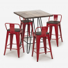 zestaw stolik 60x60cm i 4 taborety mason noix steel top 