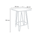 zestaw stolik 60x60cm i 4 taborety mason noix steel top 