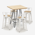 zestaw 4 hokery i stolik 60x60cm mason steel top light Model