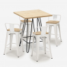 zestaw 4 hokery i stolik 60x60cm mason steel top light Model