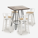 zestaw 4 taboretów i stolik 60x60cm mason noix steel top light Katalog