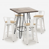 zestaw 4 taboretów i stolik 60x60cm mason noix steel top light Katalog