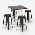 zestaw 4 taborety i stolik industrialny 60x60cm bent white Rabaty