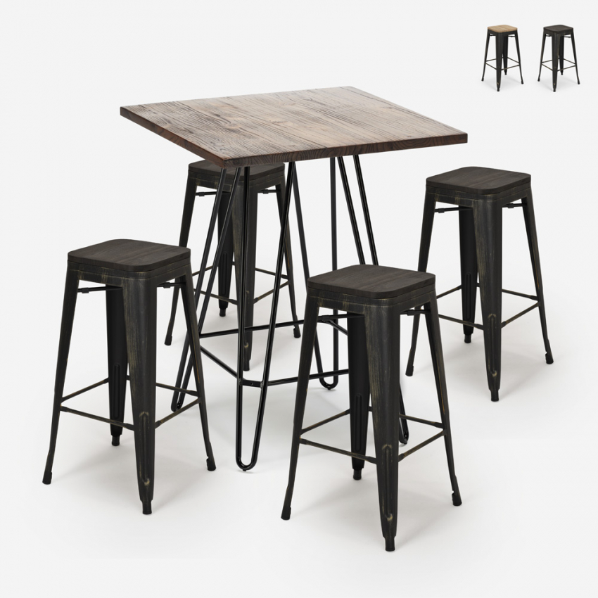 stolik industrialny 60x60cm i 4 taborety oudin noix Sprzedaż stolik industrialny 60x60cm i 4 taborety oudin noix Sprzedaż