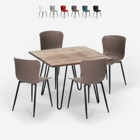 Zestaw stół 80x80cm i 4 krzesła industrialne Claw Promocja