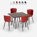 Zestaw kwadratowy stół 80x80cm 4 krzesła styl industrialny Rabaty