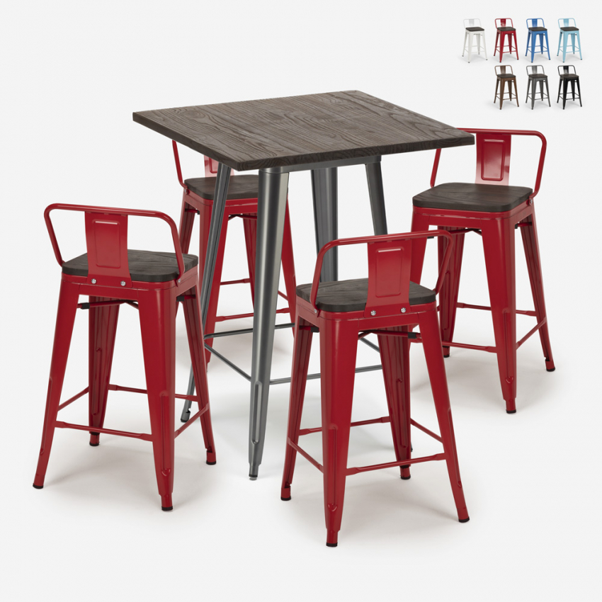 zestaw industrialny 4 taborety i stolik 60x60cm peaky Stan Magazynowy zestaw industrialny 4 taborety i stolik 60x60cm peaky Stan Magazynowy