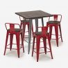 zestaw industrialny 4 taborety i stolik 60x60cm peaky 