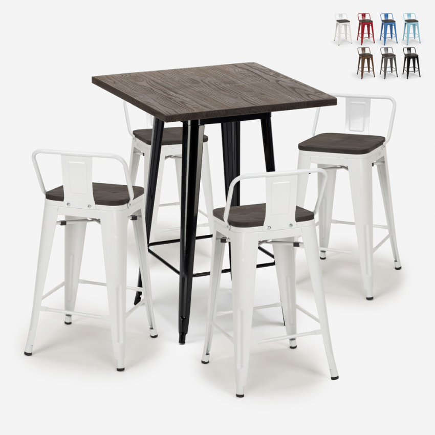 peaky black zestaw 4 taboretów i industrialny stolik 60x60cm Oferta peaky black zestaw 4 taboretów i industrialny stolik 60x60cm Oferta