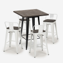 peaky black zestaw 4 taboretów i industrialny stolik 60x60cm Środki