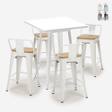 zestaw industrialny 4 stołki i stolik 60x60cm bucket steel white Promocja