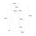 zestaw industrialny 4 stołki i stolik 60x60cm bucket steel white 
