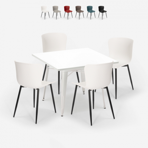 zestaw stół industrialny 80x80cm i 4 krzesła wrench light Promocja