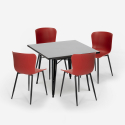 zestaw 4 krzesła stół 80x80cm Lix kwadrat styl industrialny wrench dark Środki