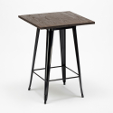 zestaw 4 industrialnych stołków i wysoki stolik 60x60cm bruck wood black 