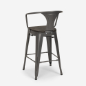 zestaw 4 industrialnych stołków i wysoki stolik 60x60cm bruck wood black 