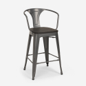 zestaw 4 industrialnych stołków i wysoki stolik 60x60cm bruck wood black 