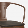 zestaw 4 industrialnych stołków i wysoki stolik 60x60cm bruck wood black 