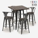 zestaw 4 industrialnych stołków i wysoki stolik 60x60cm bruck wood black Katalog
