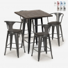 zestaw 4 industrialnych stołków i wysoki stolik 60x60cm bruck wood black Katalog