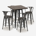 zestaw 4 industrialnych stołków i wysoki stolik 60x60cm bruck wood black Zakup