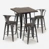 zestaw 4 industrialnych stołków i wysoki stolik 60x60cm bruck wood black Zakup
