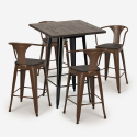 zestaw 4 industrialnych stołków Lix i wysoki stolik 60x60cm bruck wood black Koszt