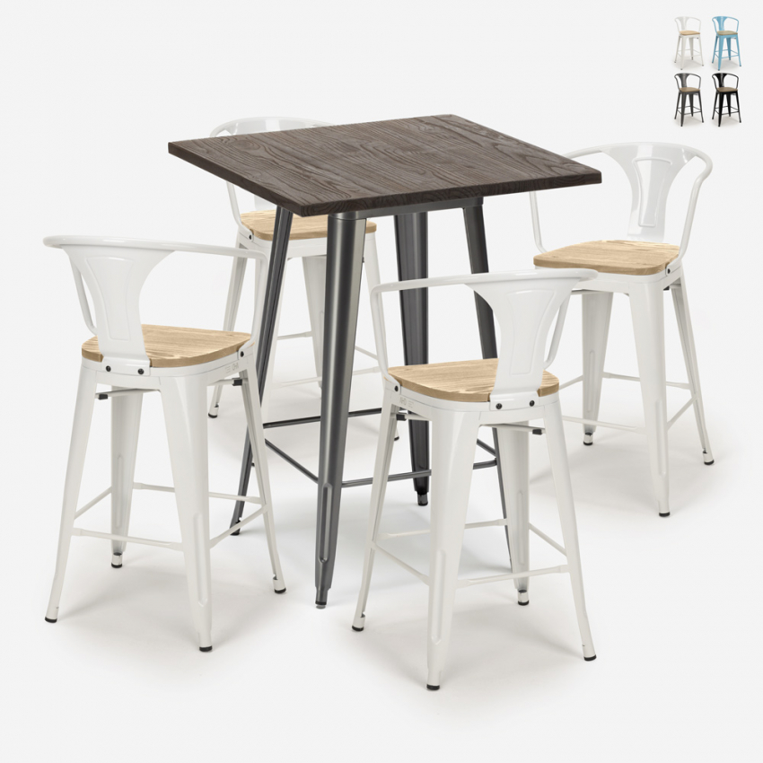 industrialny zestaw stolik 60x60cm i 4 taborety bruck top light Sprzedaż industrialny zestaw stolik 60x60cm i 4 taborety bruck top light Sprzedaż