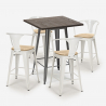 industrialny zestaw stolik 60x60cm i 4 taborety bruck top light Stan Magazynowy