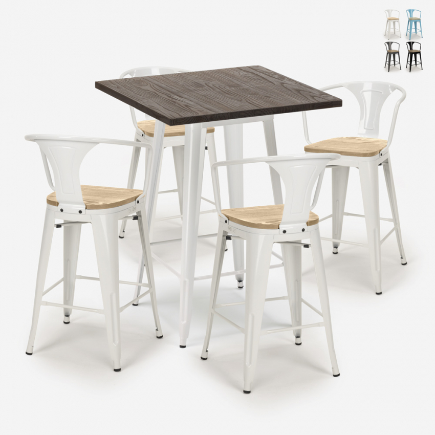 wysoki stół 60x60cm 4 taborety bruck white top light Promocja wysoki stół 60x60cm 4 taborety bruck white top light Promocja