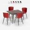 zestaw stół kwadratowy 80x80cm Lix design industrialny 4 krzesła anvil Rabaty