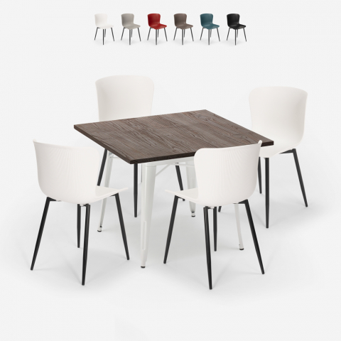 zestaw 4 krzesła i stół 80x80cm anvil light Promocja