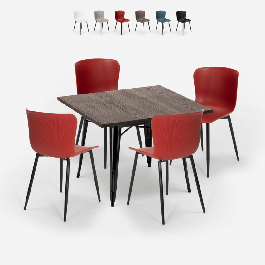 zestaw stół industrialny 80x80cm i 4 krzesła Lix anvil dark Sprzedaż